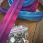 11 Yards of Blue Pink Purple Ombre Nylon Zipper Tape with Pulls